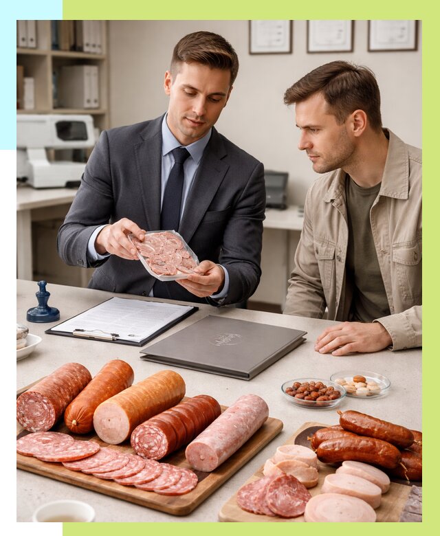 Сертификация колбасных изделий в Костомукше от 7652 р. | Алешин-Ктм